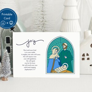 Tarjeta de Navidad cristiana imprimible, Tarjeta de Navidad religiosa, Tarjeta de las Escrituras, Tarjeta imprimible 5x7, Tarjeta de versículo bíblico, PDF, Descargar, Alegría