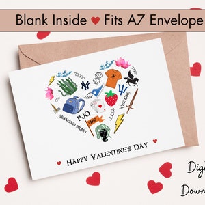 Cartão de Dia dos Namorados inspirado em Percy Jackson para impressão, PJO Valentines, Cartão de Dia dos Namorados, Acampamento Meio-Sangue, Cérebro de Algas Marinhas, Download Digital
