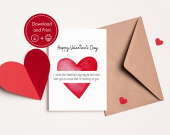 Printable Sympathy Valentine Card, Condolences Valentine's Day Card, Thinking of You Valentine's Day Card, Loss, Grief, Mourning, Valentines
