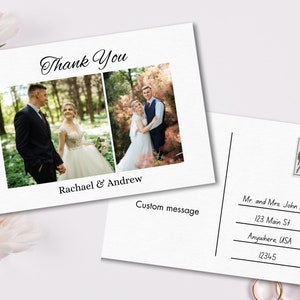 Postal de agradecimiento de boda, plantilla editable, postal plana 5x7, tarjeta postal, nota de agradecimiento de boda