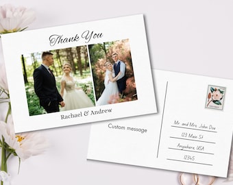 Wedding Thank You Postcard, Editable Template, Flat 5x7 Postcard, Post Card, Wedding Thank You Note