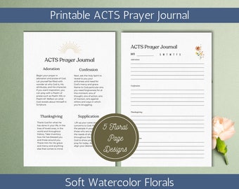 Diario de oración imprimible, Diario de oración ACTS, Diario de oración digital, Diario devocional, Regalo de estudio bíblico, Planificador imprimible de oración diaria