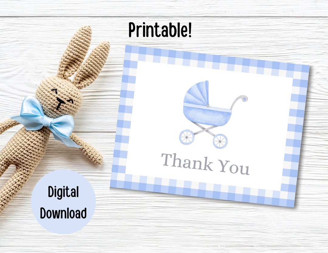 Printable Boy Baby Shower Thank You Cards, Digital Download, Nursery ...