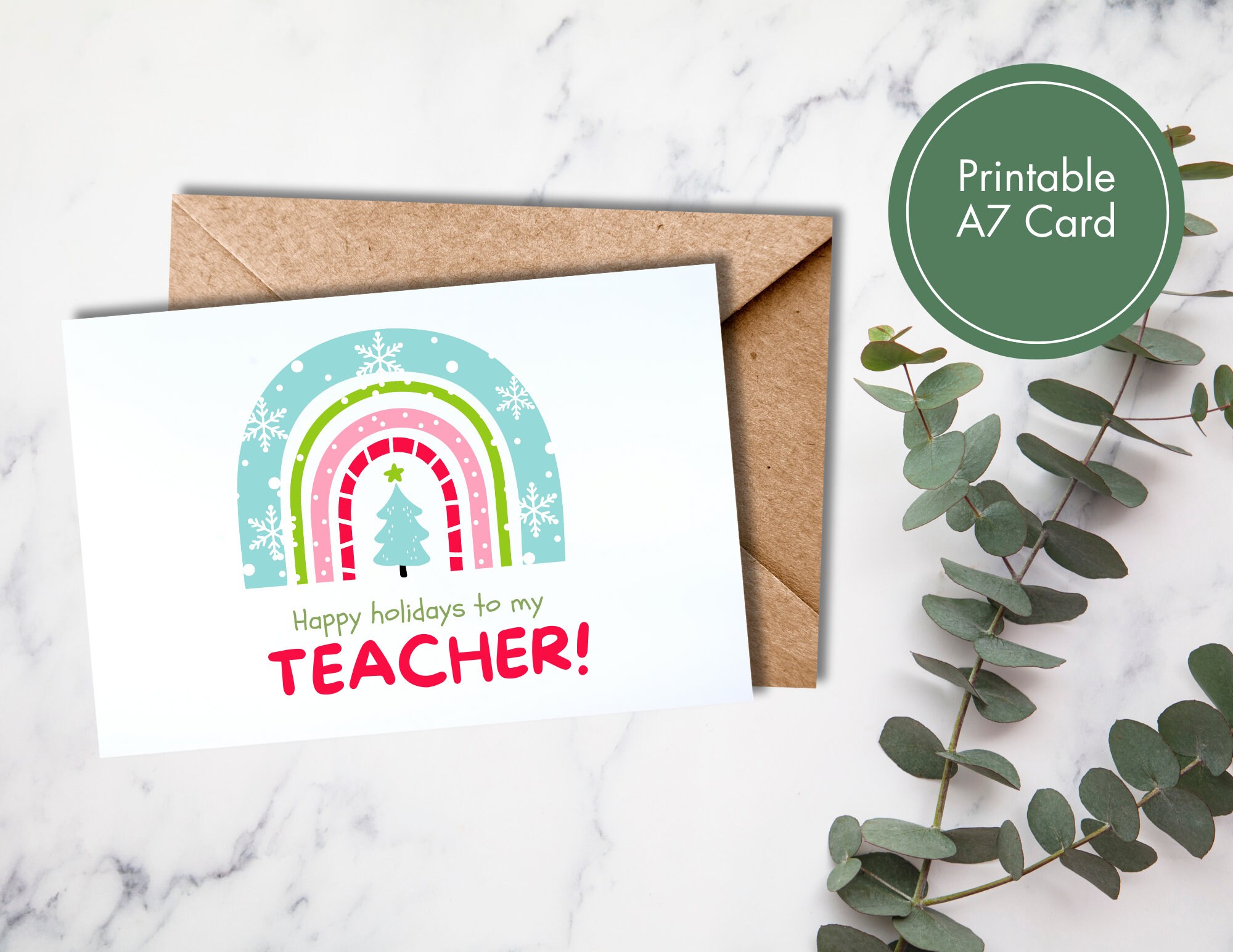 Printable Teacher Holiday Card, Printable Teacher Christmas Card ...