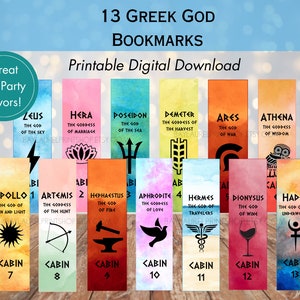 Printable  Greek God Bookmark, Greek Mythology, Download, Birthday, Party Favor, Gift