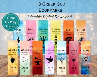 Printable  Greek God Bookmark, Greek Mythology, Download, Birthday, Party Favor, Gift