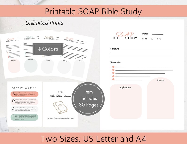 Bible Study Template, SOAP Bible Study, Printable, Bible Study Journal