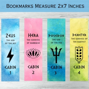 Printable Percy Jackson Bookmarks, Greek God Bookmark With PJO Cabin ...
