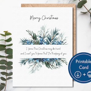 Tarjeta de condolencias navideñas para imprimir, después de una pérdida, digital, tarjeta de condolencias, tarjeta de condolencias navideñas, duelo, duelo, imprimible, condolencias
