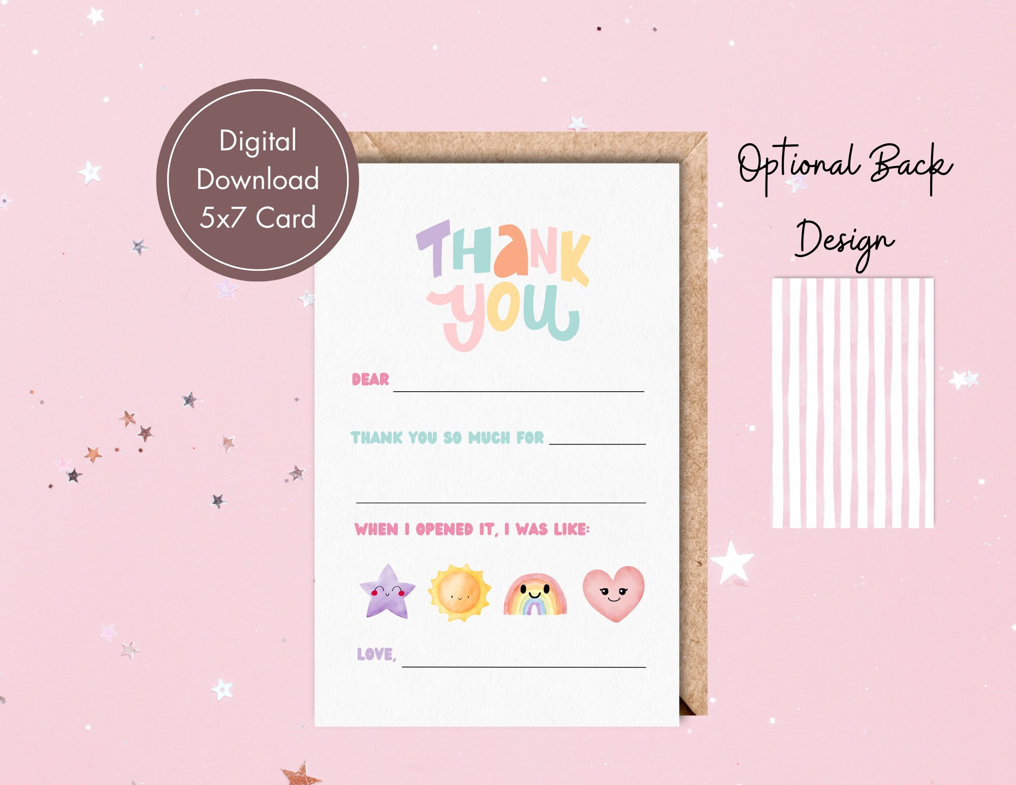 Christmas Kids Thank You Card Printable Fill in the Blank Christmas ...