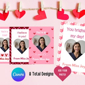 Personalisierte Valentinstagskarten von Lehrer für Schüler, Foto, bearbeitbare Vorlage, anpassbar, digitaler Download, druckbar