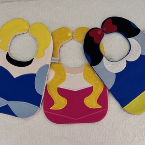 Princess Character Bibs ,Cinderella,Sleeping Beauty,Snow White