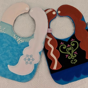 Frozen Elsa and Anna Character Bibs