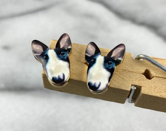 Bull Terrier Stud Earrings | Stainless Steel Posts | Handmade in USA | SWEETBIIE