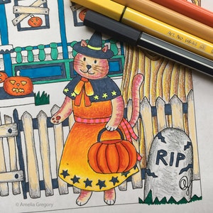 Halloween Coloring Pages, Halloween Coloring Sheet, Halloween Printable, Haunted House, Haunted Mansion, Cute Halloween, Trick or Treat image 5