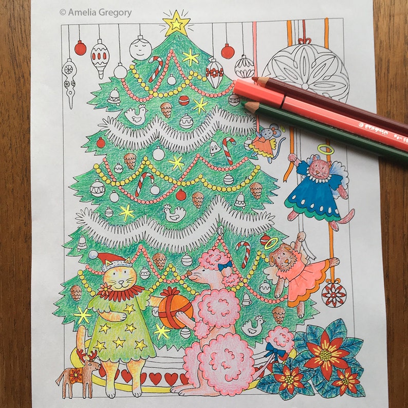 Christmas Coloring Pages, Christmas Coloring, Christmas Coloring Cards, Christmas Tree, Retro Christmas Decorations, Retro Christmas Card image 4