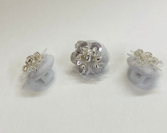 Beaded Bridal Satin Covered Buttons,Pack of 10