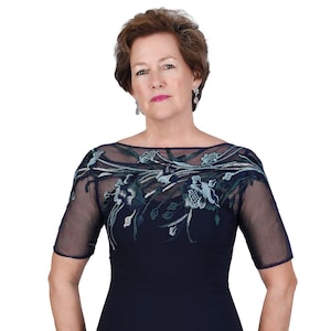 Dorna Navy mother of bride Gown with Applique
