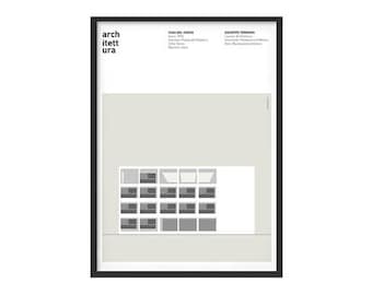 Graphic poster printed architecture theme - casa del fascio Como