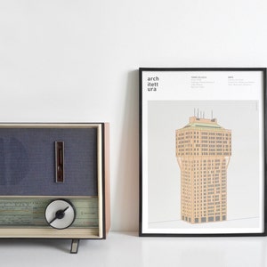 Poster grafico stampato a tema architettura - torre velasca Milano