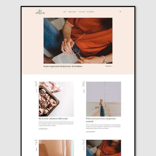 Ellie • Lifestyle Blogger Template •  Fashion Blogger Template • Beauty Blogger Template.