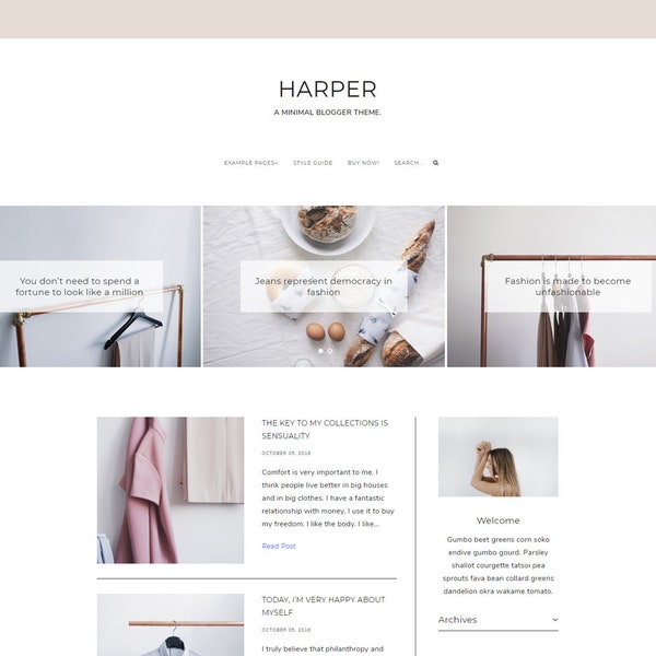 Harper • Minimalist Blogger Template • Fashion Blog Theme