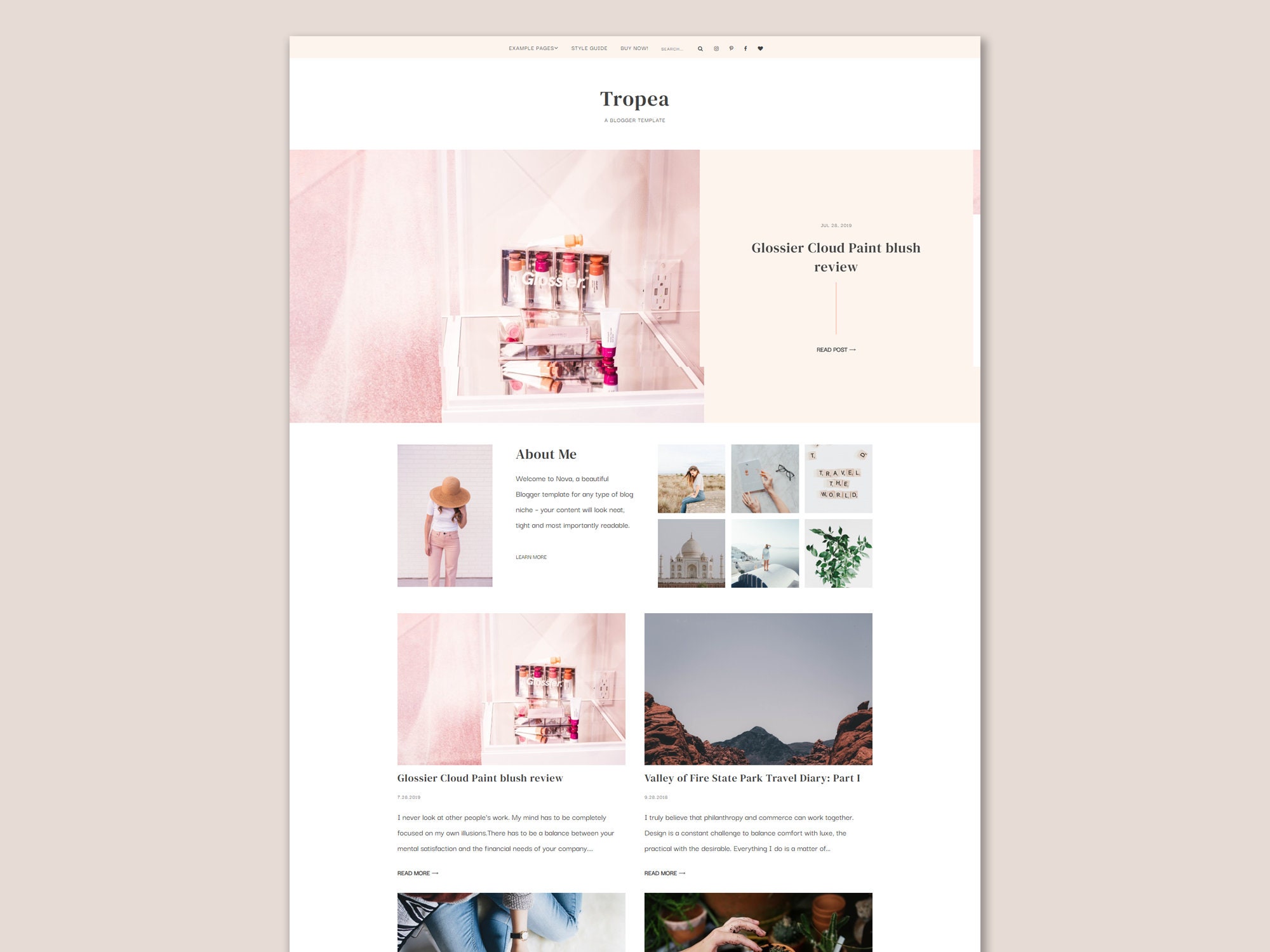 Tropea • Lifestyle Blogger Template •  Fashion Blogger Template • Beauty Blogger Template.