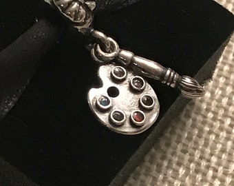 Authentic Pandora Artists Pallete Charm w/Pandora Black Velour Gift Pouch/Bag 3.50 Value and Free Domestic Shipping!
