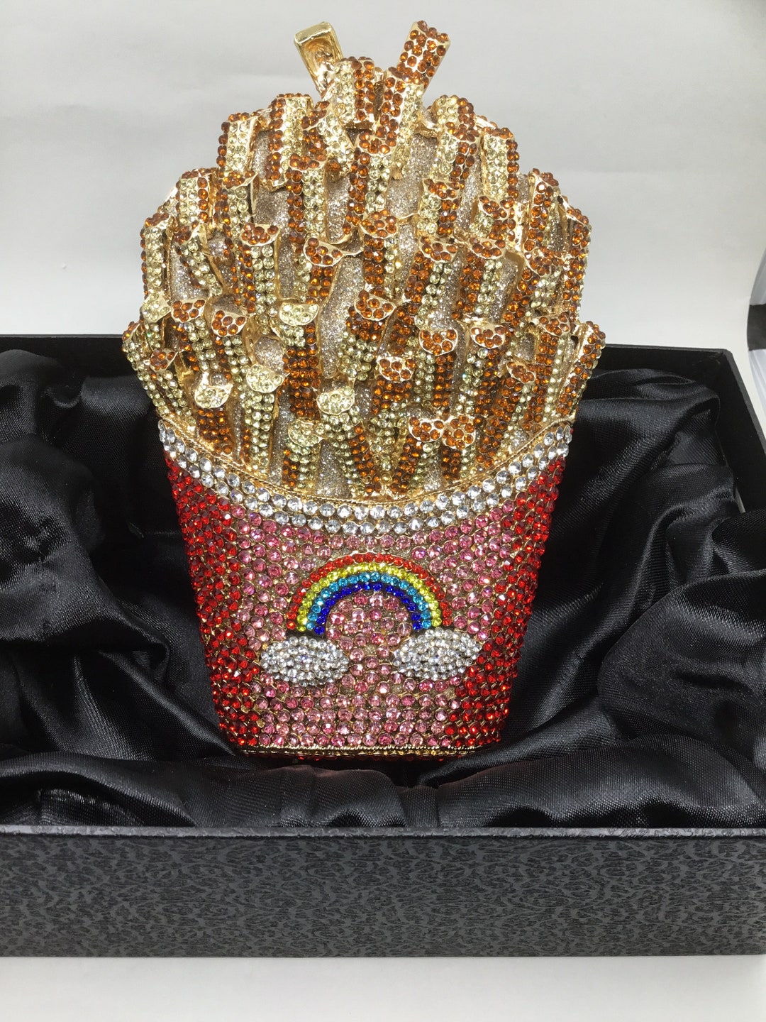 Gorgeous Whimsical French Fries Swarovski Crystal Evening Bag! Each Swarovski Crystal Hand Set! with Ins!!