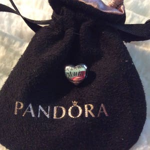 Autentic PANDORA &quot;Mother&#39;s Heart&quot; Charm with PANDORA Black Gift Pouch - Includes FREE Polish Cloth
