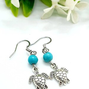 Turtle Earrings / Turquoise Earrings / Animal Earrings image 4