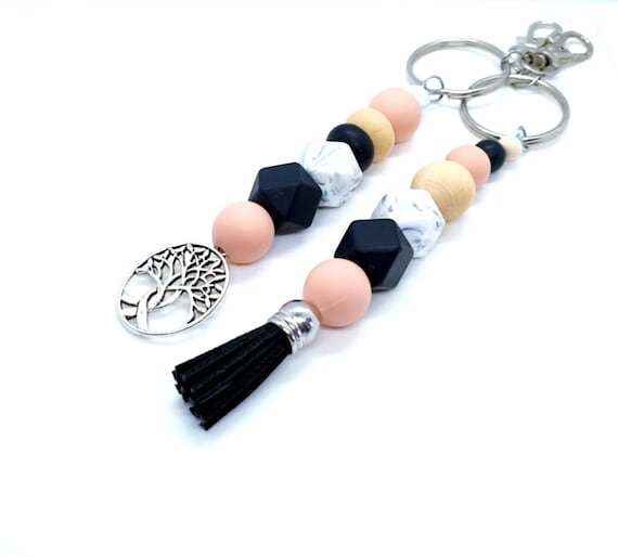 Tassel Keychain / Beaded Keychain / Black Keychain