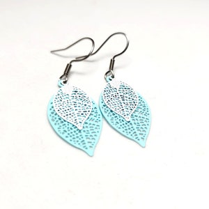 Filigree Earrings, Blue and White Teardrop Filigree Earrings, Boho Earrings image 7