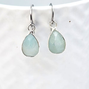 Rose Quartz Earrings, Blue Amazonite, Teardrop Gemstone Earrings image 6