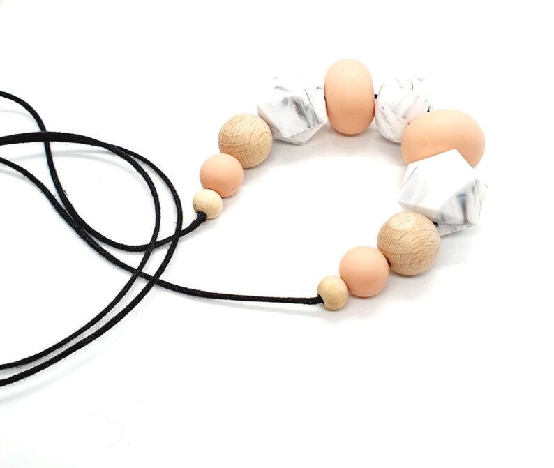 Silicone Necklace Peach Marble Necklace Made in Australia