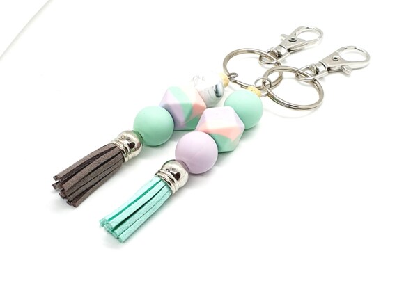 Beaded Keychain / Silicone Keyring / Bag Charm / Tassel Keyring