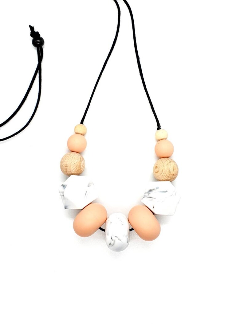 Silicone Necklace Peach Marble Necklace Made in Australia