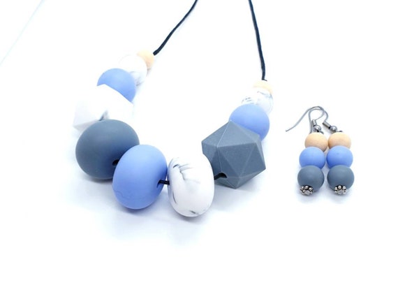 Necklace and Earring Set / Silicone Necklace / Gift Set for Mum