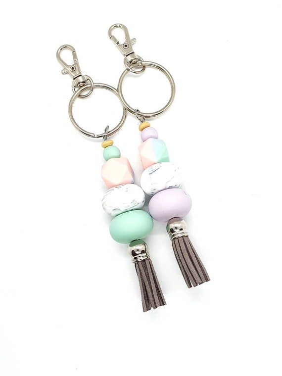 Tassel Keychain / Beaded Keychain / Silicone Bead Keychain