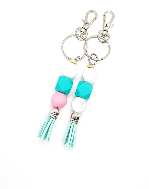 Tassel Keychain / Silicone Keyring / Bag Charm / Turquoise