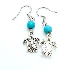 Turtle Earrings / Turquoise Earrings / Animal Earrings image 6