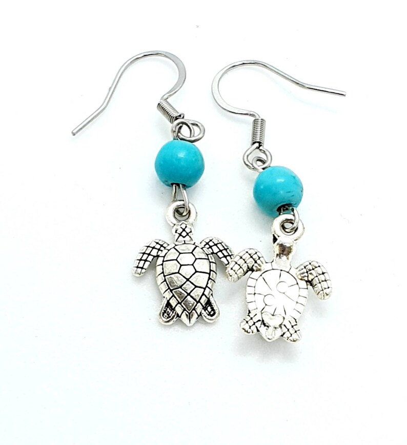 Turtle Earrings / Turquoise Earrings / Animal Earrings image 6