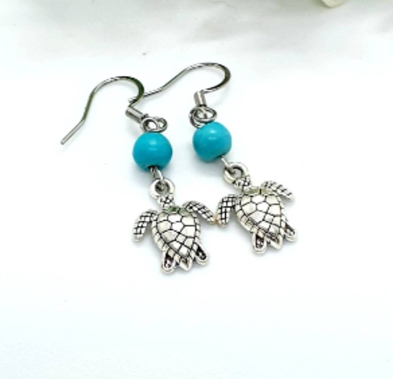 Turtle Earrings / Turquoise Earrings / Animal Earrings image 5