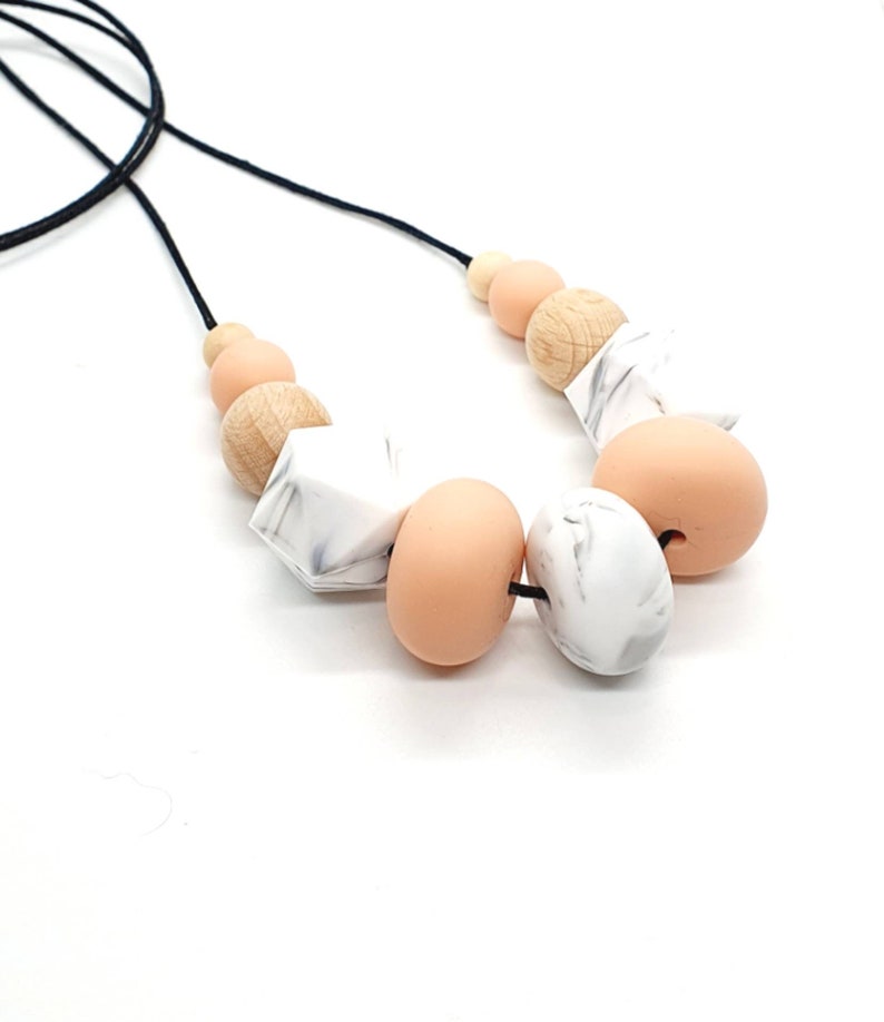 Silicone Necklace Peach Marble Necklace Made in Australia