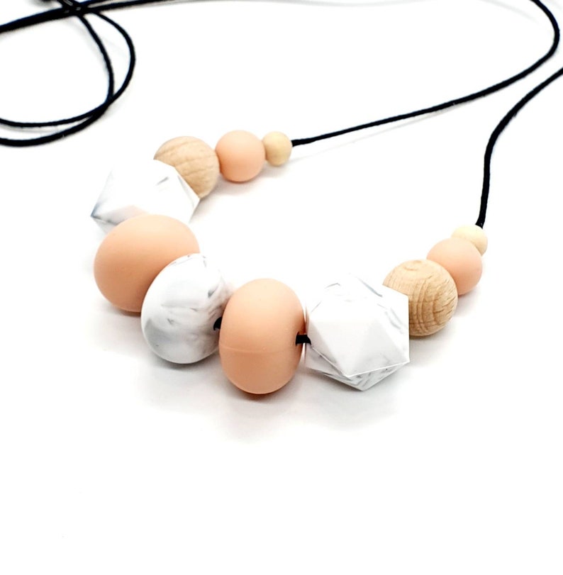 Silicone Necklace Peach Marble Necklace Made in Australia