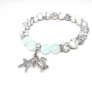 Blue Quartz and Howlite Turtle Starfish Charm Bracelet image 4