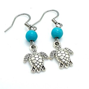 Turtle Earrings / Turquoise Earrings / Animal Earrings image 1