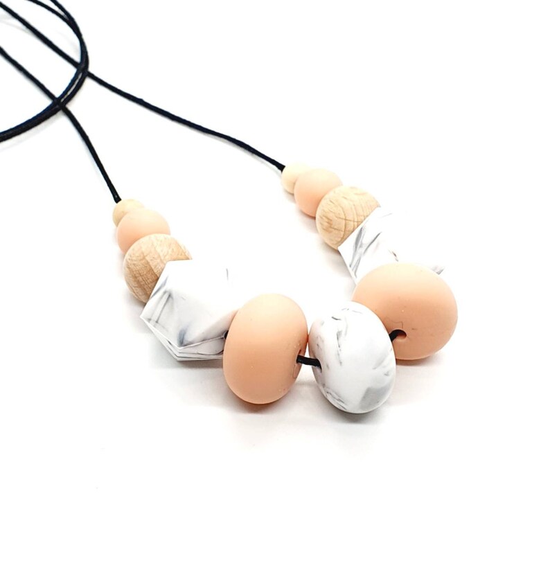 Silicone Necklace Peach Marble Necklace Made in Australia