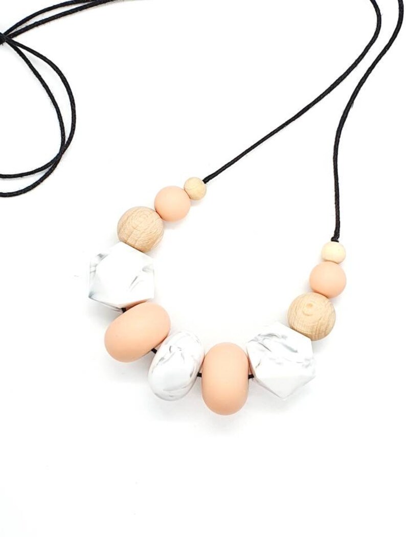 Silicone Necklace Peach Marble Necklace Made in Australia
