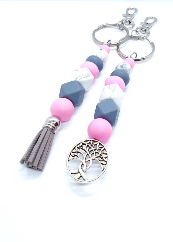 Pink Keychain / Tassel Keychain / Silicone Keychain / Key Fob